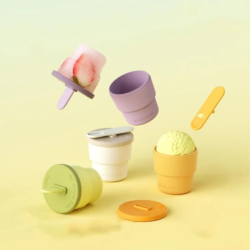 1 Silikon-Eis am Stiel-Form Eiscreme-Form Becher mit Eisstiel Lebensmittelqualität Kind Handgemachter Eisbereiter Sommer Barwerkzeuge