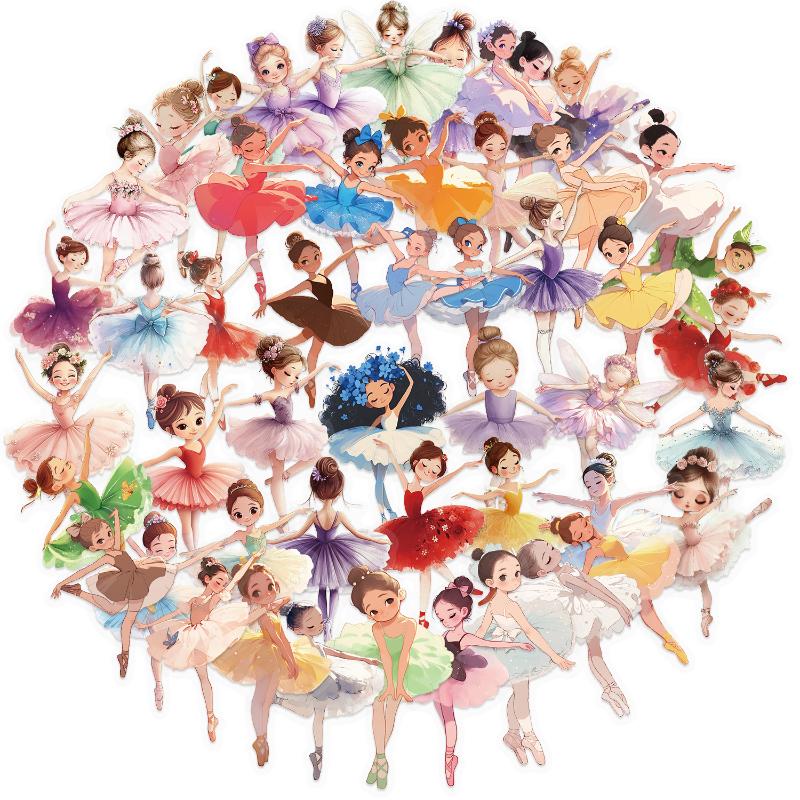 50Pcs Exquisite Girl Clothing Materials Phone Cases Laptop Ballet Girl Series Stickers Children'S Toy Pet Waterproof Decals