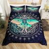Boho Gothic Skull Bedding Set Death Moth Duvet Cover Set King Queen Full Twin Size Galaxy Sun And Moon Polyester Comforter Cover