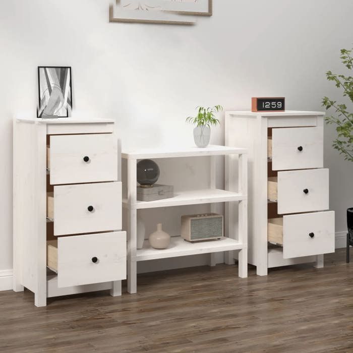 VidaXL 2x Buffets Armoires Latérales Organisateurs de Maison Meubles de Rangement Salon Intérieur Blanc 40x35x80 cm Bois 813742
