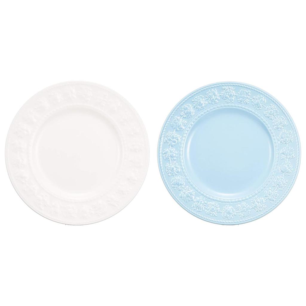 [Wedgwood Official Gift Wrapping] Festivity Pair Plates, 21cm, Ivory & Blue, Tableware, Christmas Gift, Wedding Gift, Housewarming Gift, aW1054018, Ge