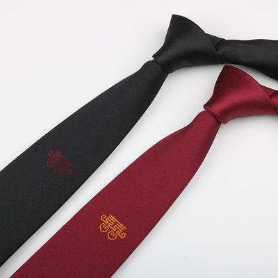 Červená kravata Pánská, Svatba Svatba Ženich Svědek Žakárová Trendy Hostitel Gentleman Káva Černá Model ruky