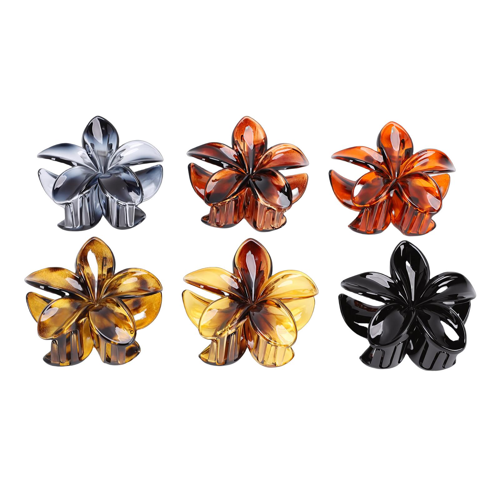 

Flower Hair Clips Cute Strong Hold Resin Non Slip Large Hair Claw Clamps for All Hair Types 6 Piece Set