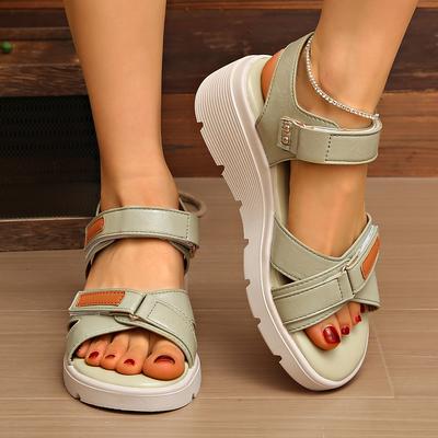 Platform Sandals Women's 2025 Summer New Foreign Trade Women's Sandals Sports Style Velcro Large Size Casual Sandals