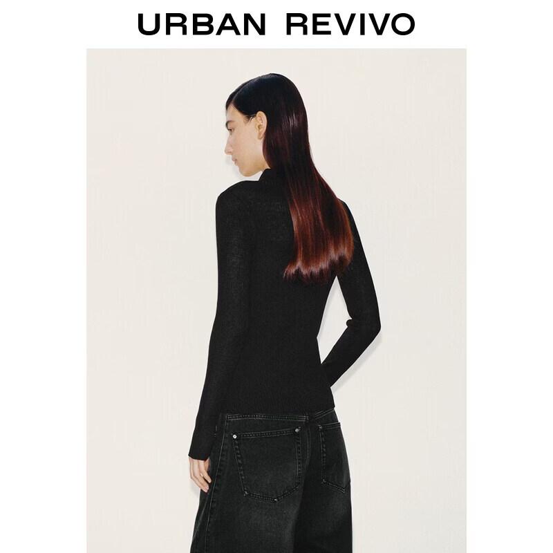 UR Women's Polo Neck Long Sleeve Knit Top