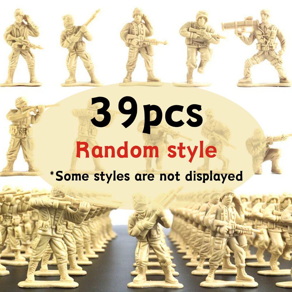 39/100pcs Plastic Army Men Soldiers, Random Style Green/Yellow/Red Army Figures for War Battle Exercise, Classroom Rewards YMY