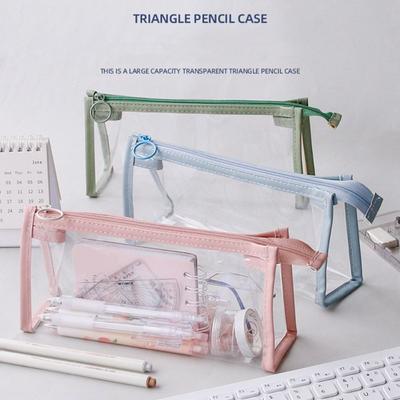 1PC Transparent Large-capacity Pencil Case Korean Portable Student Pencil Case Cosmetic Storage Bag Office School Supplies
