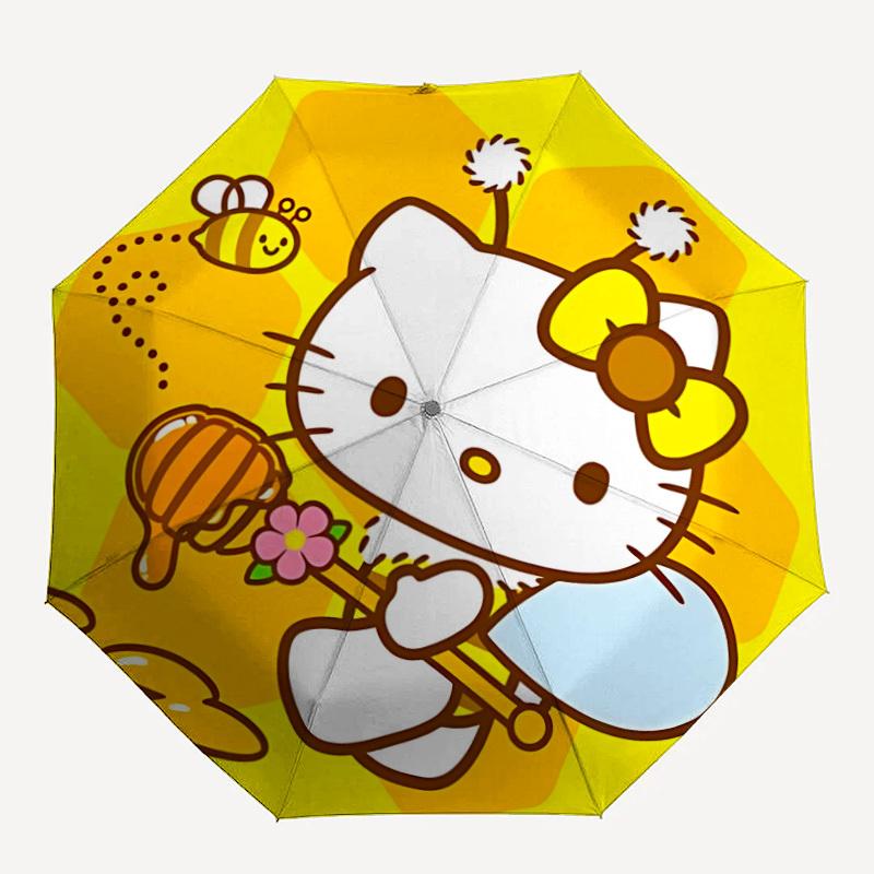 

1pc Hello Kitty Honey Bee Auto Open/close Umbrella, Portable Travel Umbrella, Everyday Use - Outdoor Accessory, Artistic Pattern, Compact Design, Fash