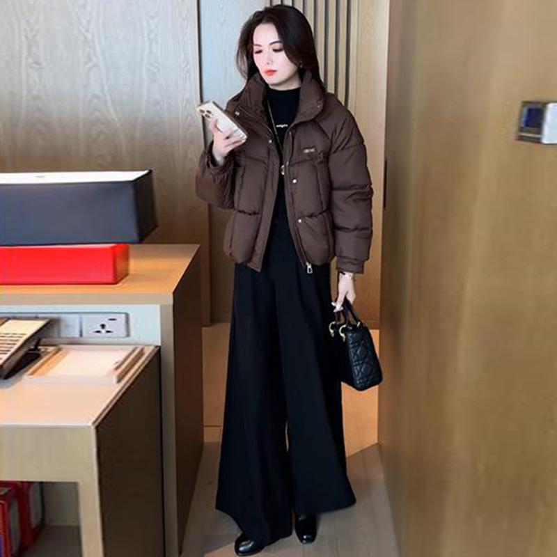 

Стильная женская приталенная куртка из хлопка с пухом - Зимняя 2024 Теплое пуховое пальто для миниатюрных XL [125-140]