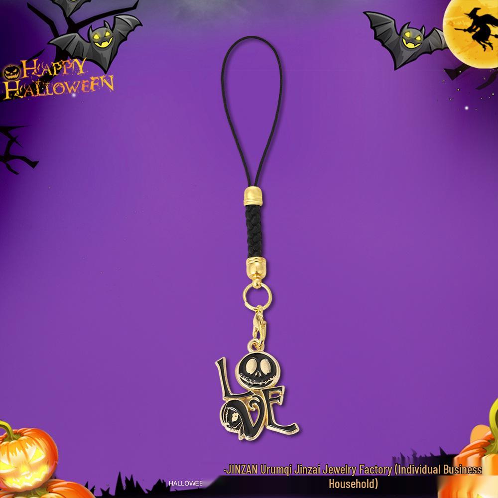 Halloween Skull & Ghost Pumpkin Keychain Ornament