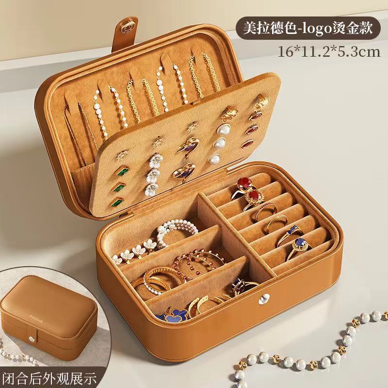 Retro Multi Functional Leather Storage Jewelry Box Accessories Necklaces Earrings Portable Storage Box Home Garden Festival Gift