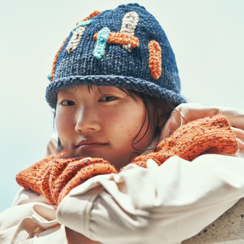 MISU A BARBE TILE BEANIE MULTI NAVY