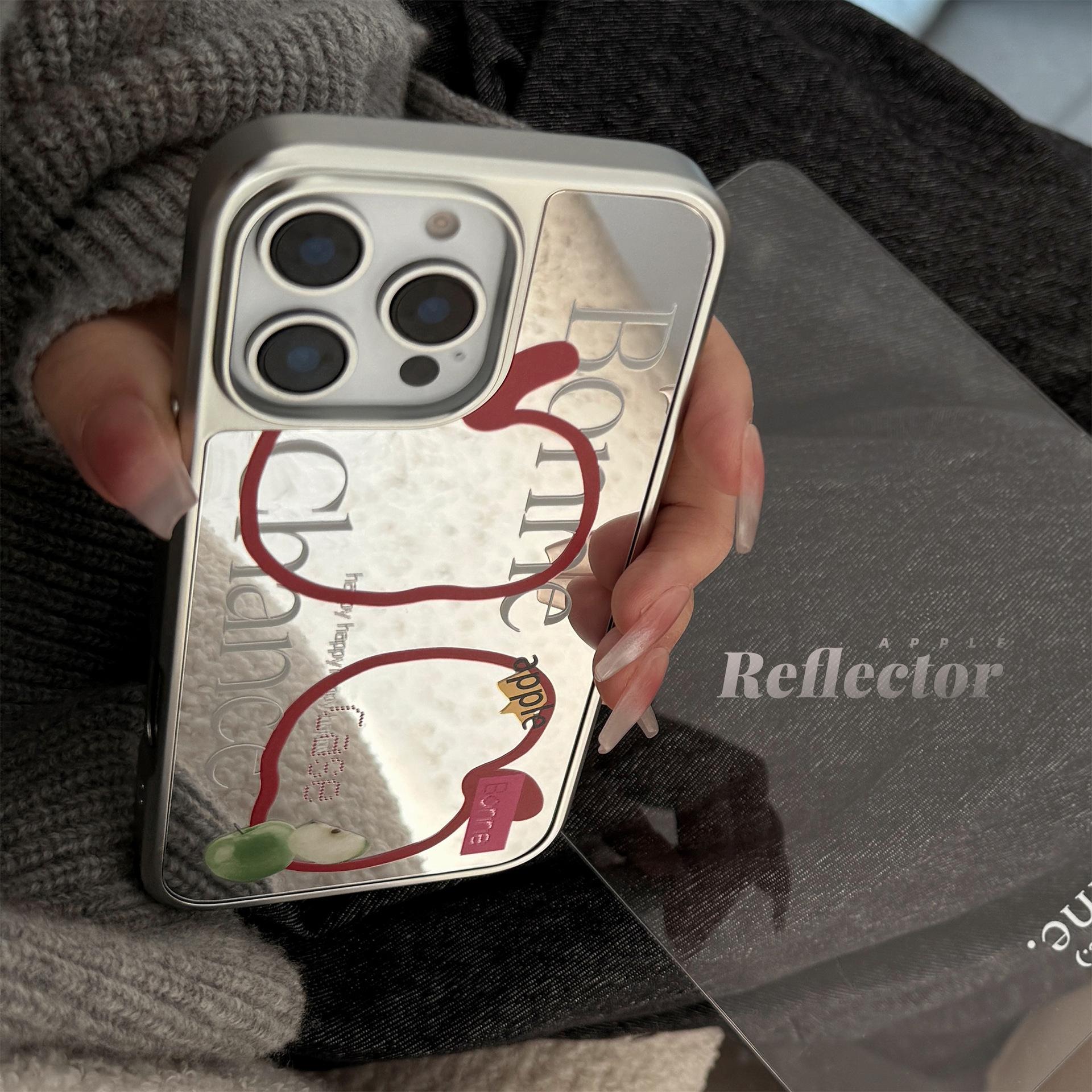 

Premium Sense Applicable To 16promax Mobile Phone Case Iphone14 Mirror Lines Apple 15 Electroplated Silver 13 Samsung S25ULTRA
