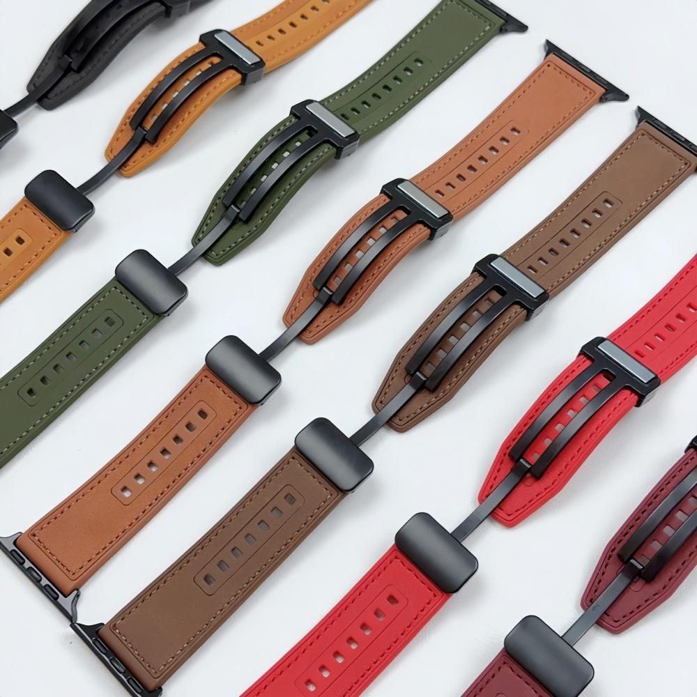 Leather Loop Strap For Apple Watch Ultra Band 49mm 46mm 45mm 41mm 42mm 38mm Silicone Bracelet for IWatch Series11 10 9 8 7 3 4 5 6 Se 40mm