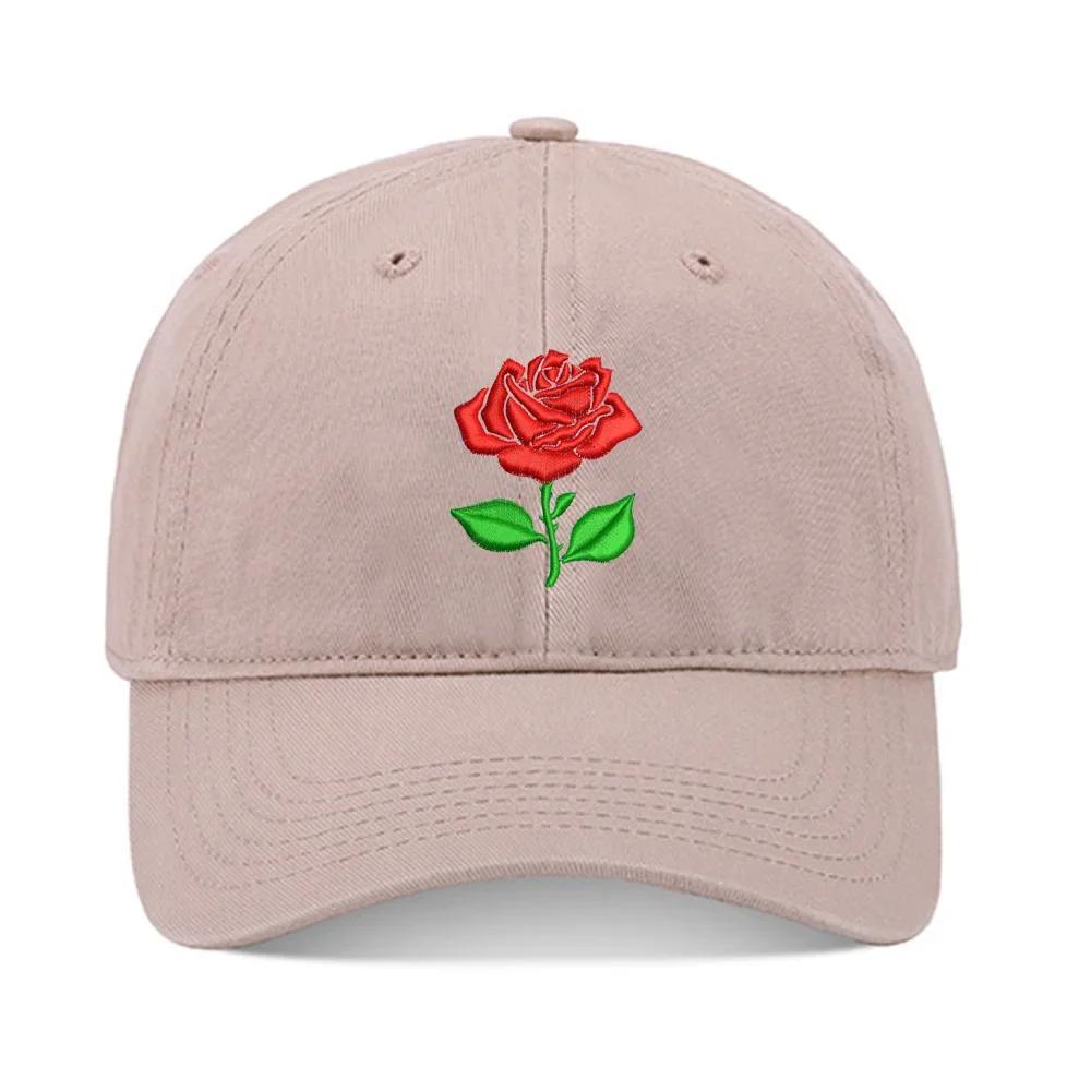 Lyprerazy Baseball Hat Rose Floral Unisex Embroidery Baseball Cap Washed Cotton Embroidered Adjustable Cap