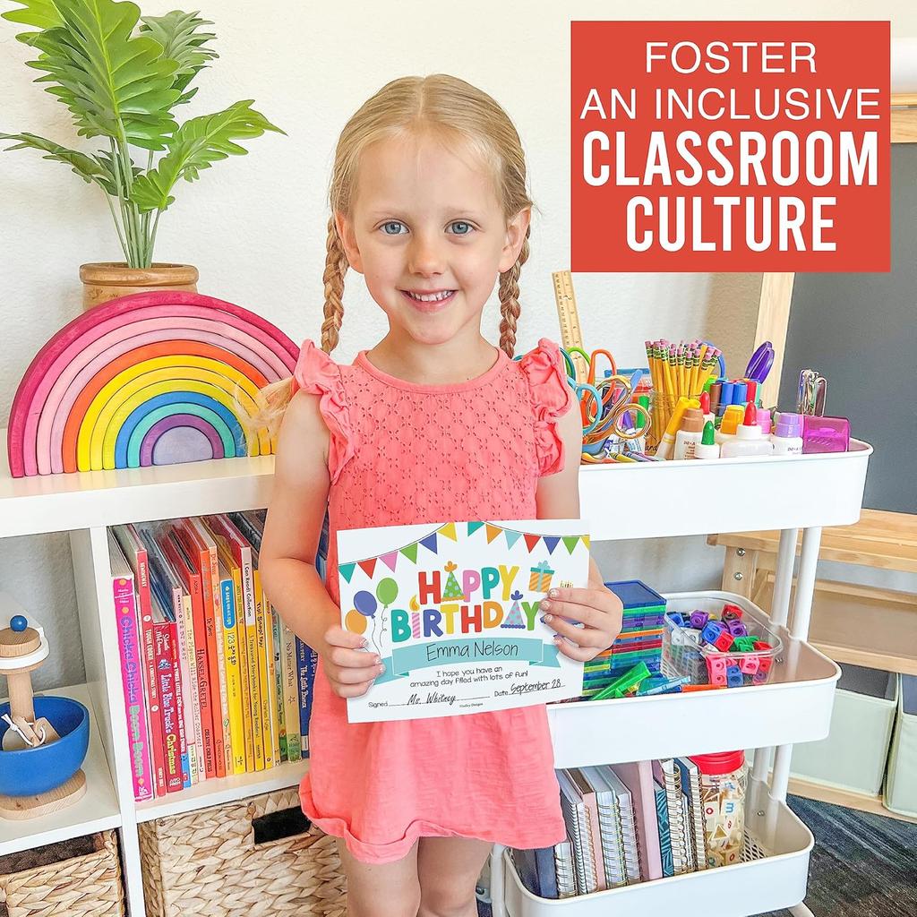Happy Birthday Certificates for Students - 25 Student Birthday Certificates for Kids Classroom Must Haves, Teacher Supplies for Classroom Elementary,