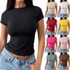 Women's Fashion Casual Slim Fit Raglan Short Sleeve Bottoming Shirt Outerwear Top