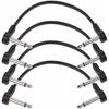 Audiophile Patch Cables, 6.35mm, Double-Ended, L-Shaped, Flat Cables, Effects Pedal Connection Cables, Approx. 20cm, Set of 4