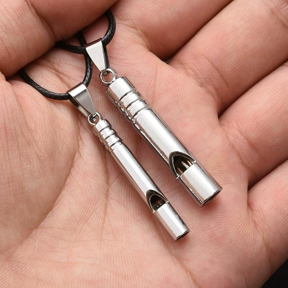 Titanium Emergency Whistle Loud Portable Keychain Necklace Whistle EDC Keyring for Emergency Survival Outdoor Hiking Camping