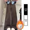 Women's Pink Velvet Wide-Leg High-Waisted Pants - Autumn/Winter Casual Slimming Sweatpants