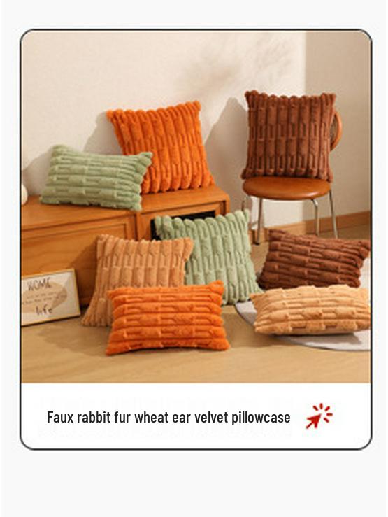 Modern Corduroy Patchwork Pillow Cover with Piping - Light Color Corn Stripe Design for Living Room Cushion