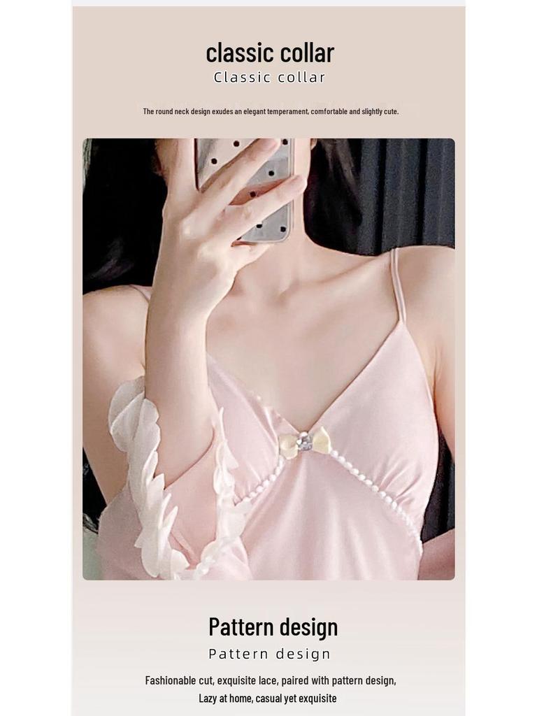 Dámské pyžamo z ledového hedvábí s V-výstřihem a volánky 2025 - Stylové, Sexy a Univerzální pro Domov nebo Ven