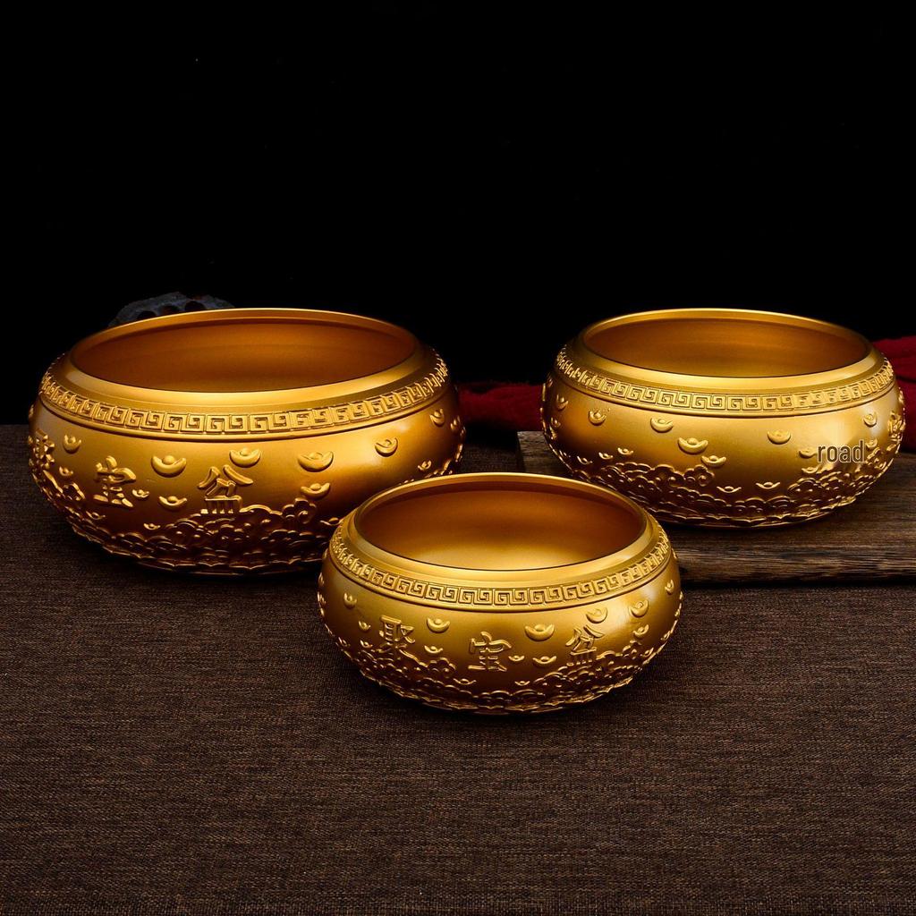 Brass Auspicious Clouds Yuanbao Treasure Basin Desktop Ornament