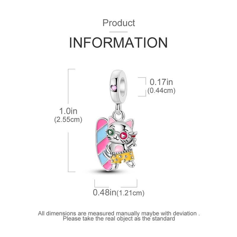Charms Plata Cute Kitten Vacation-Style Pendants Fit Original Bracelets Charms For Women Jewelry Diy Making Fine Gifts