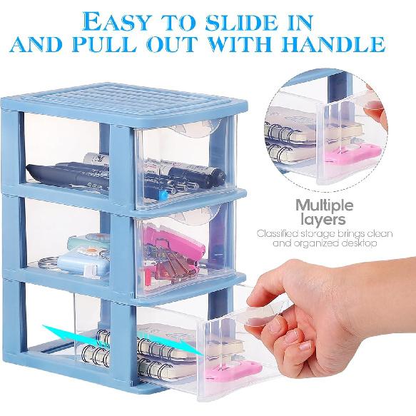 YARNOW Plastic Drawers Organizer 3 Drawer Plastic Storage Plastic Drawer Storage 5.3 x 6.8 x 9 Inch