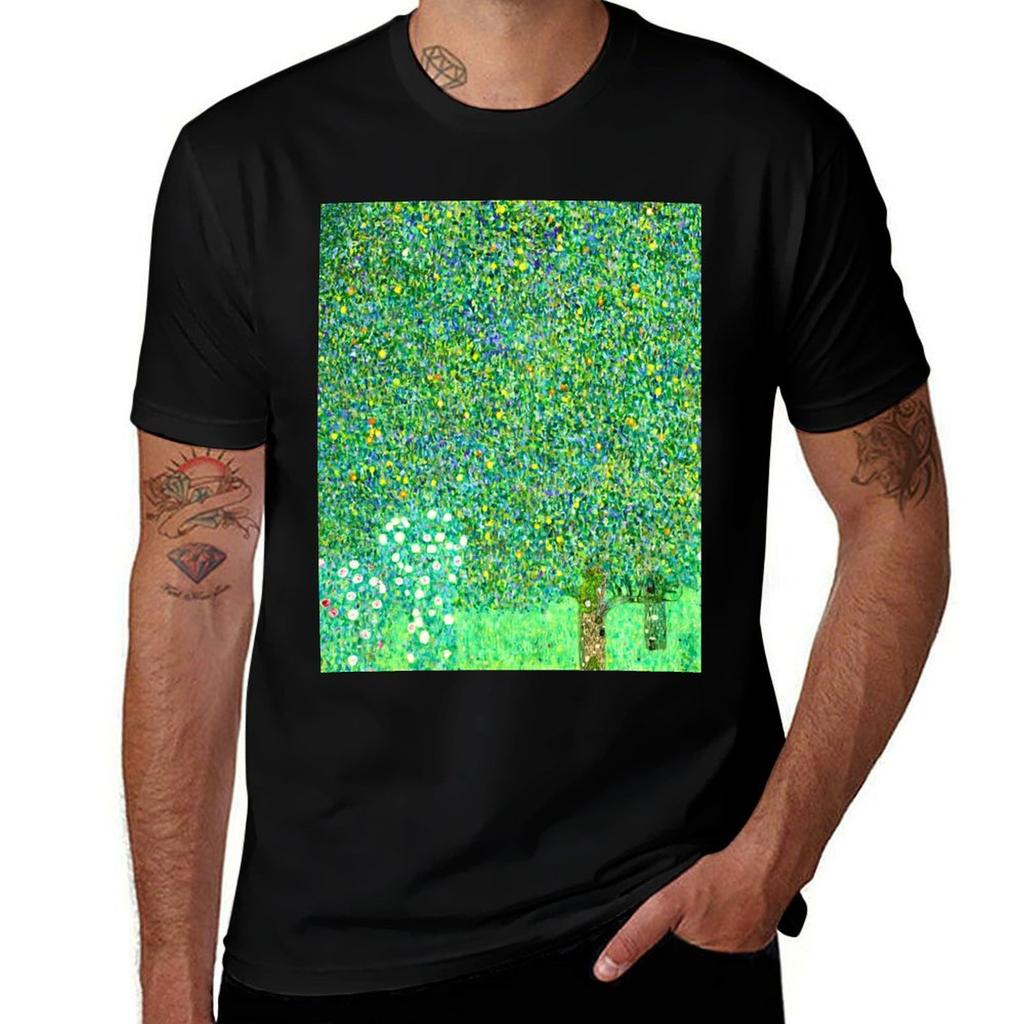 Gustav Klimt Rosebushes Under The Trees Tshirt Breathable Gym Short Sleeve Tshirt