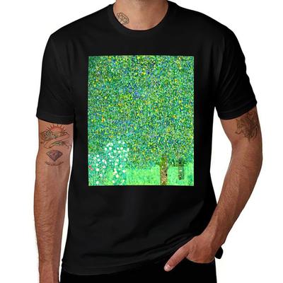 Gustav Klimt Rosebushes Under The Trees Tshirt Breathable Gym Short Sleeve Tshirt
