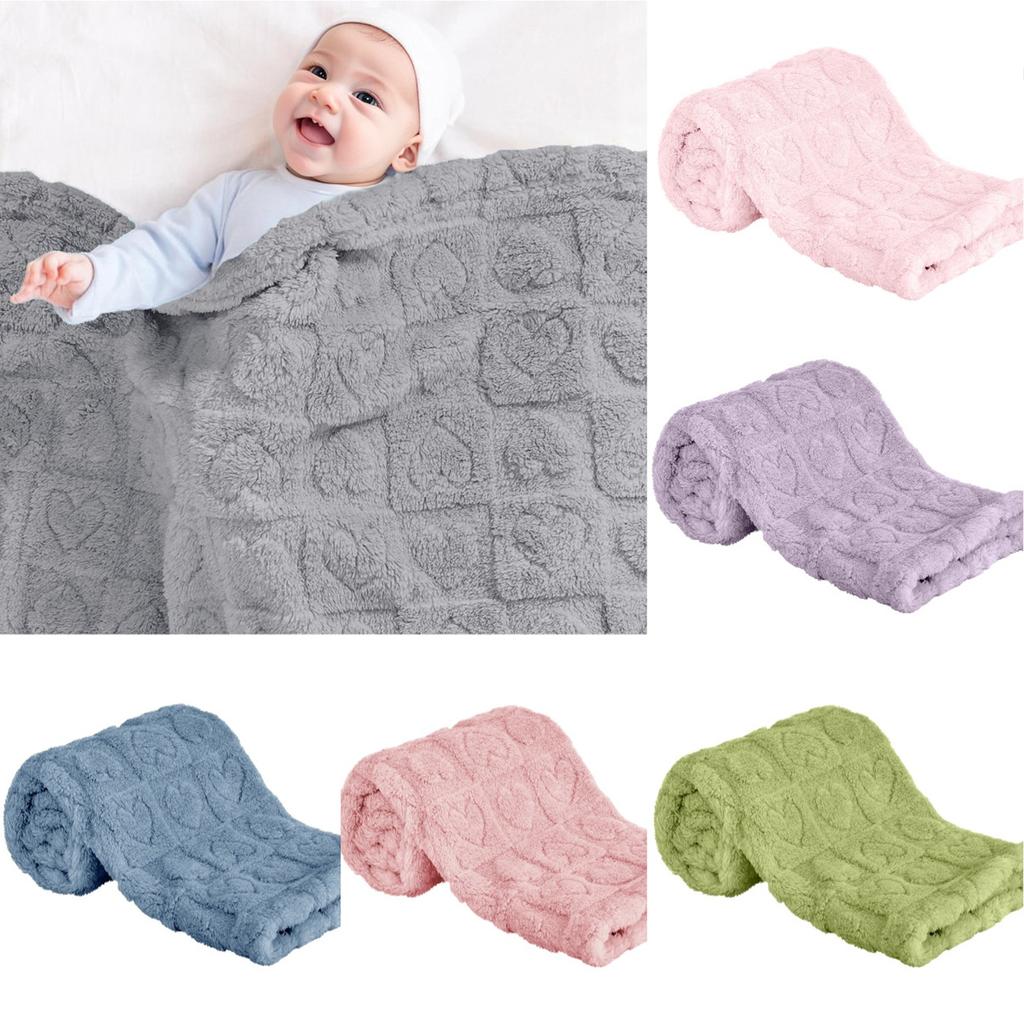 Baby Plush Blanket Square Love Children's Blanket Soft Plush Blanket Solid Color Baby Blanket