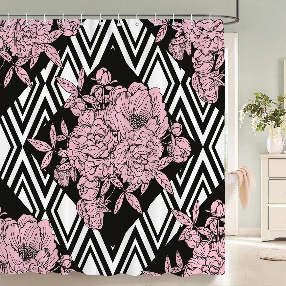 Watercolor Flowers Floral Shower Curtains Pastoral Spring Greenery Plants Home Decor for Bathroom Polyester Fabric Bath Curtain