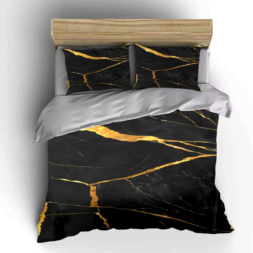 Black Marble Gold Bedding Bedding set (1 duvet cover, 2 pillowcases, duvet not included)