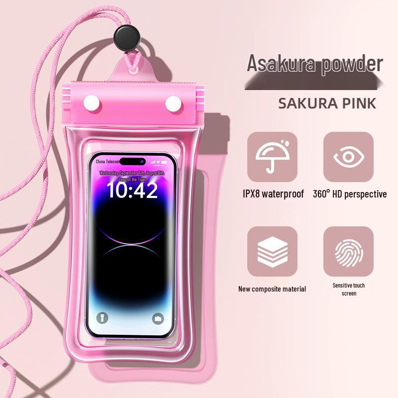 Waterproof Floating Phone Pouch with Airbag, Touchscreen Compatible, Ideal for Swimming, Rafting, and Rainproof for Food Delivery Riders.