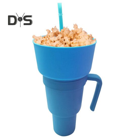 Copo para lanche 2 em 1, copo multifuncional que muda de cor para estádio, lanche e bebida com canudo para filmes, uso doméstico