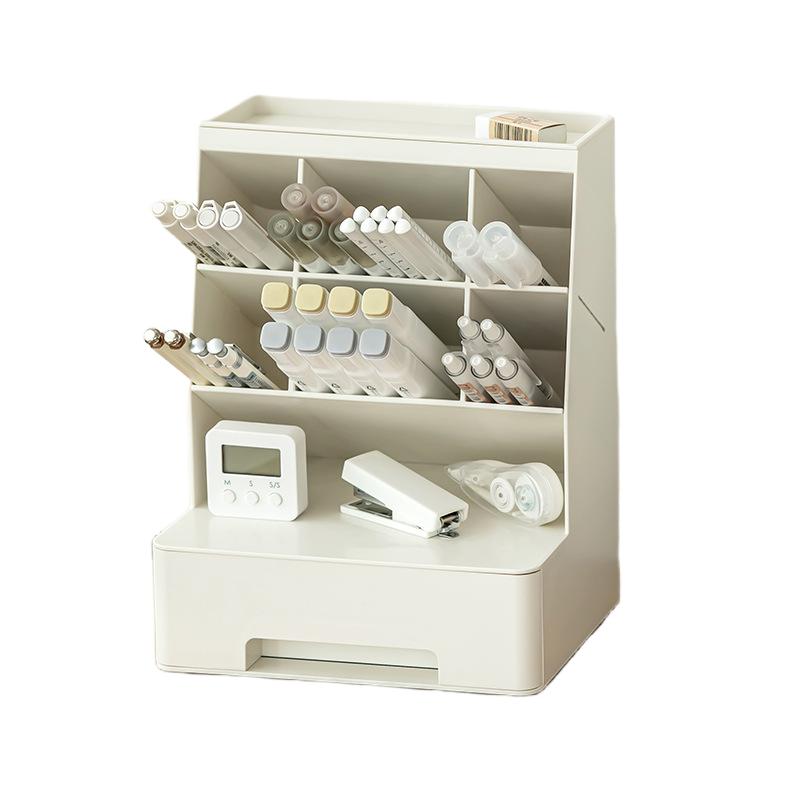 Large Capacity Pencil Holder Desktop Stationery Storage Box Divided Drawer Stationery Organizer for Students Office Storage Rack