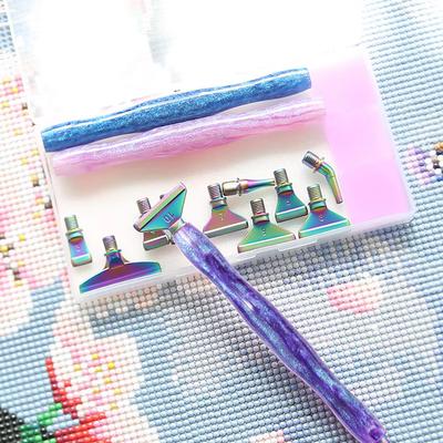 Glitter Resin Diamond Painting Pen Kit with 6 Metal Tips 6 Wax Blocks and Storage Box for 5D Diamond Art Rhinestone Crafts and DIY Projects