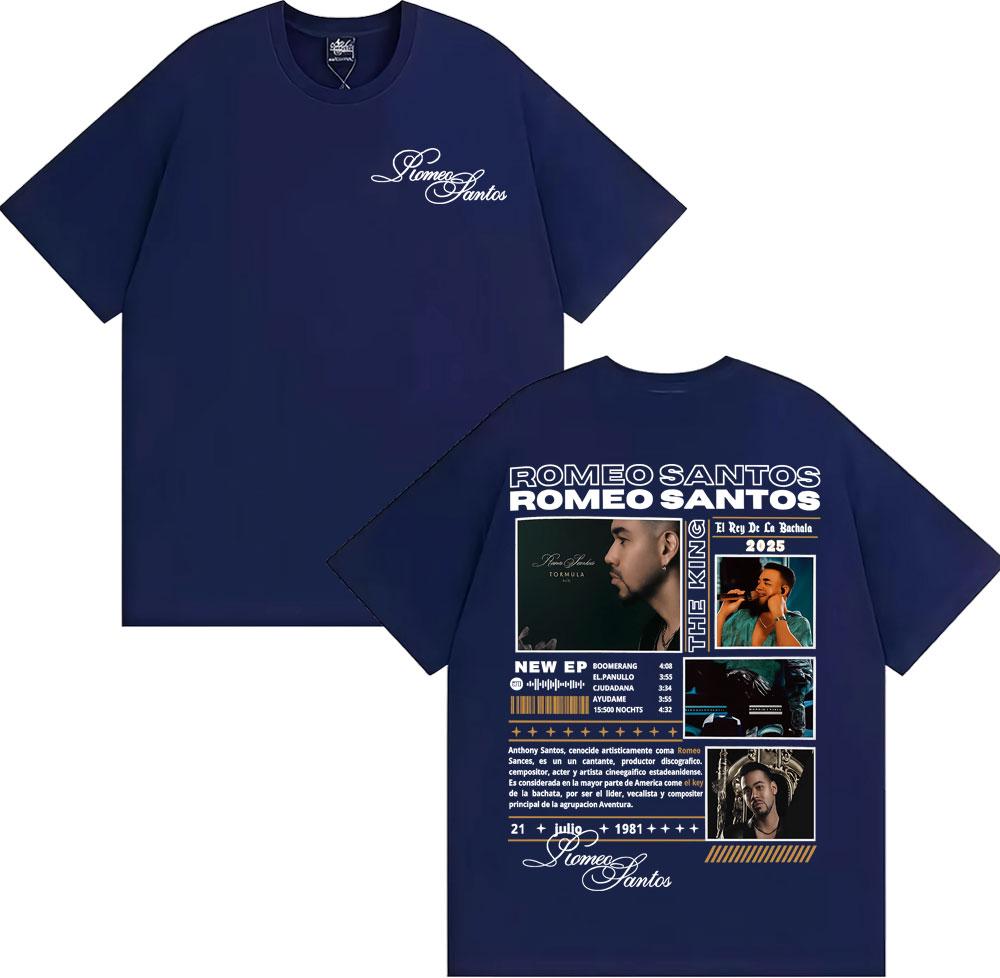 Rapper Romeo Santos The King Tormula Tour 2025 Graphic T Shirts Men's Clothing Fashion Hip Hop O-Neck Cotton T-shirts Streetwear