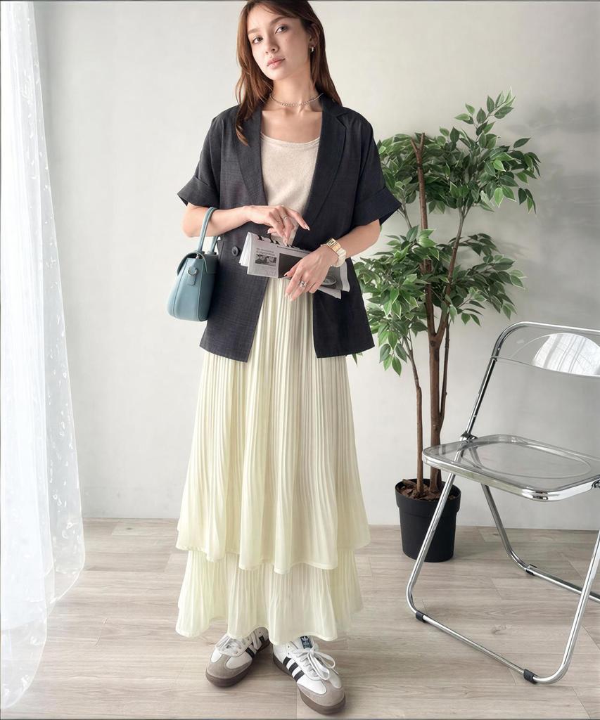 Elegant Japanese-Style Double-Layer Pleated Chiffon Skirt, Slimming and Versatile with an Elastic Waist
