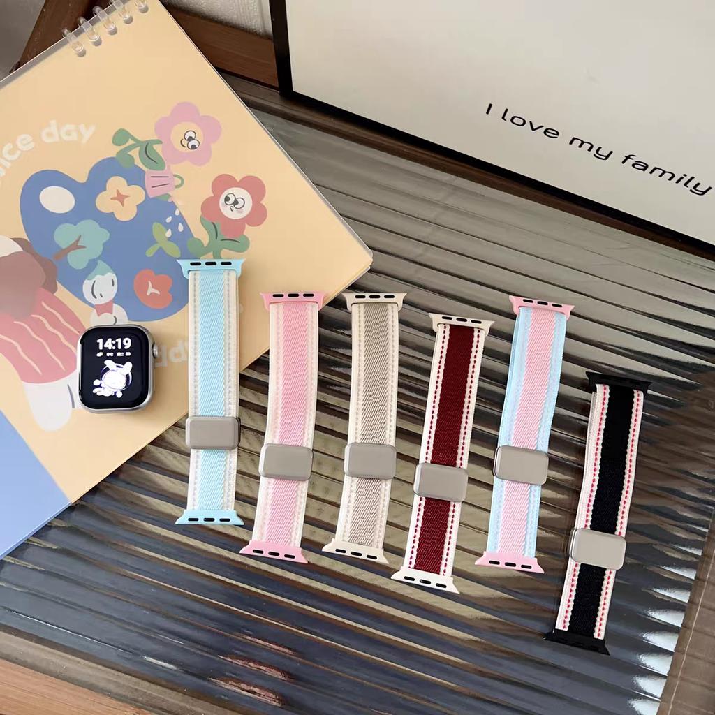 Stijlvolle Nylon Magnetische Band Voor Apple Watch 10 Ultra 9 8 7 Schattige Band Voor iwatch 42mm 46mm 49mm 45 41 40 42 44 38