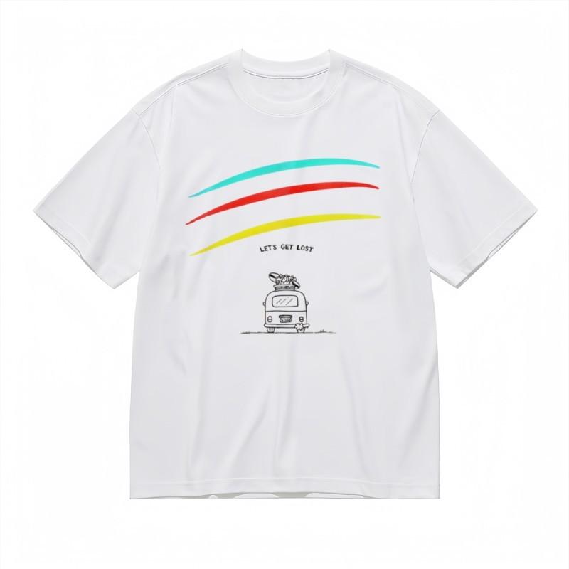

Men s Breathable Classic T-Shirt Let s Get Lost Travel Theme Printed Tee L