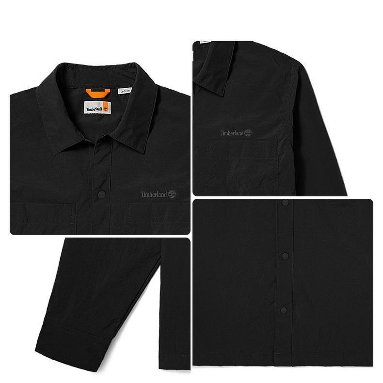 Timberland Solid Color Outdoor Casual Sun Protection Button-Down Long Sleeve Shirt Men Shirts Black A689S-001
