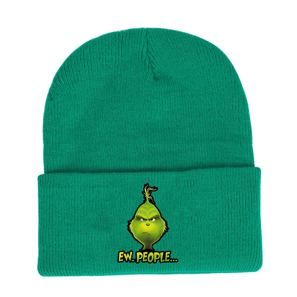 The Grinch Print Knit Hat With Earmuff Protection For Winter Warmth And Unisex Use