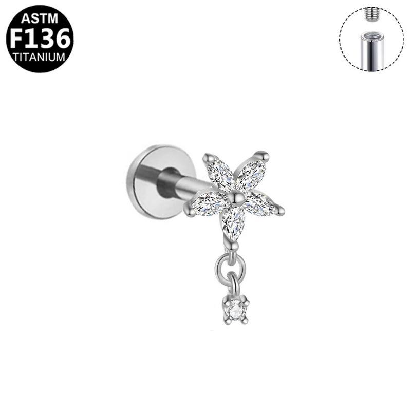 Titanium G23 Alloy Zircon Ear Stud  Lip Piercing