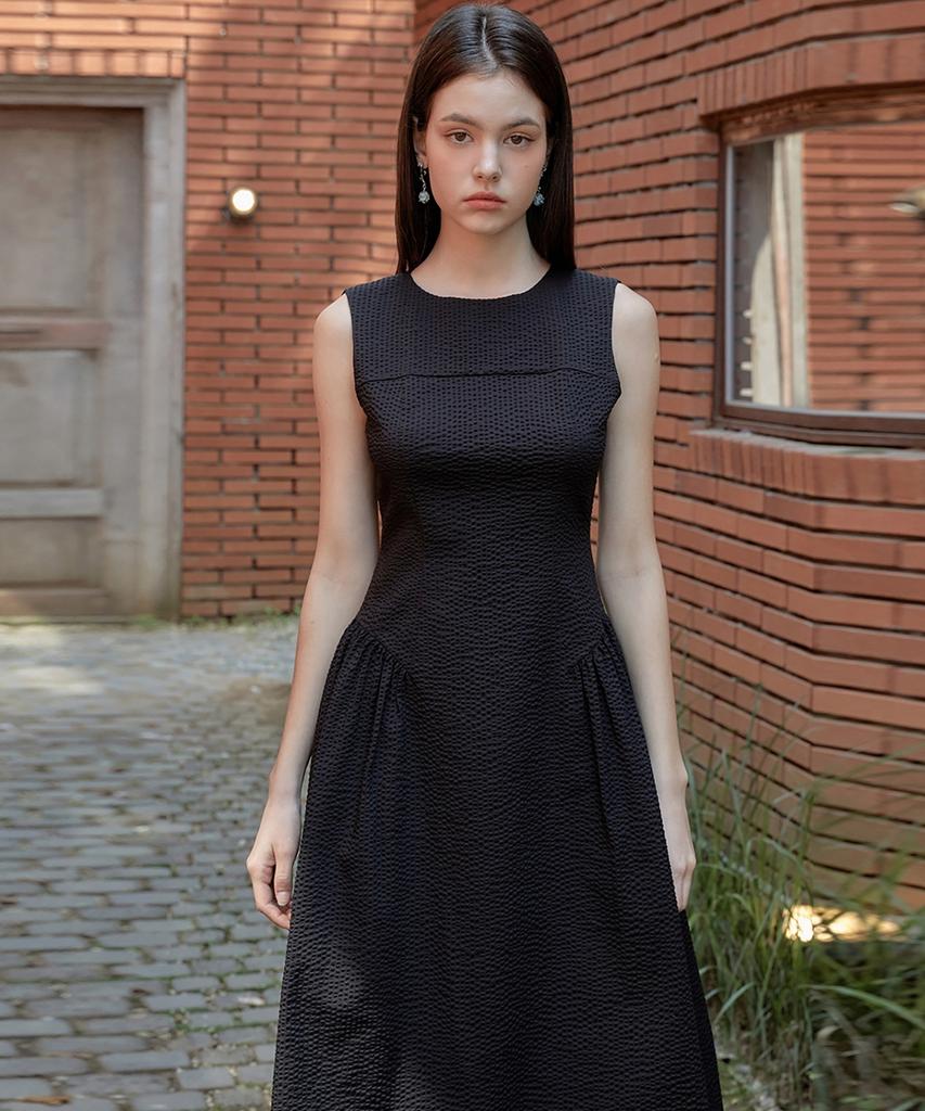 Julie And Kara 24Ss Julie29 Secret Garden Aura Seersucker Dress Black