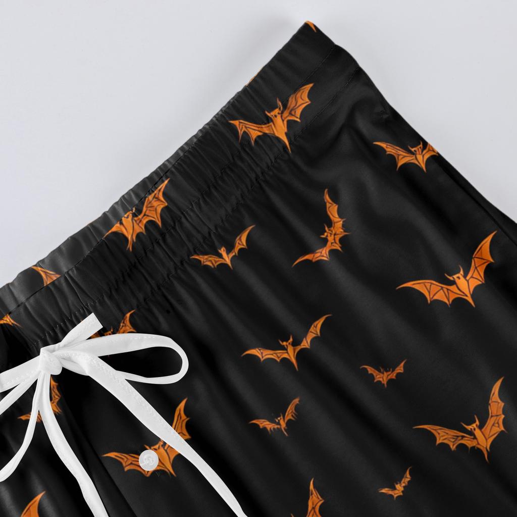 Pánské pletené ležérní kalhoty s kapsami a halloweenským potiskem, pyžamové kalhoty