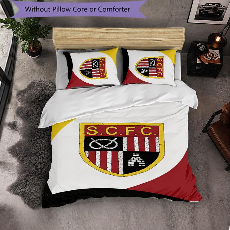 Stoke City Football 3 Piece Bedding Set Soft Duvet Cover Set with Pillowcases Printed Bedroom Decor Set for Home