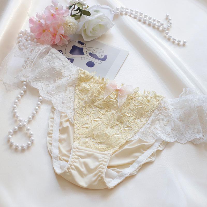 2023 Women's Sweet Lace Mid-Waist Ice Silk Panties - Cute & Comfortable