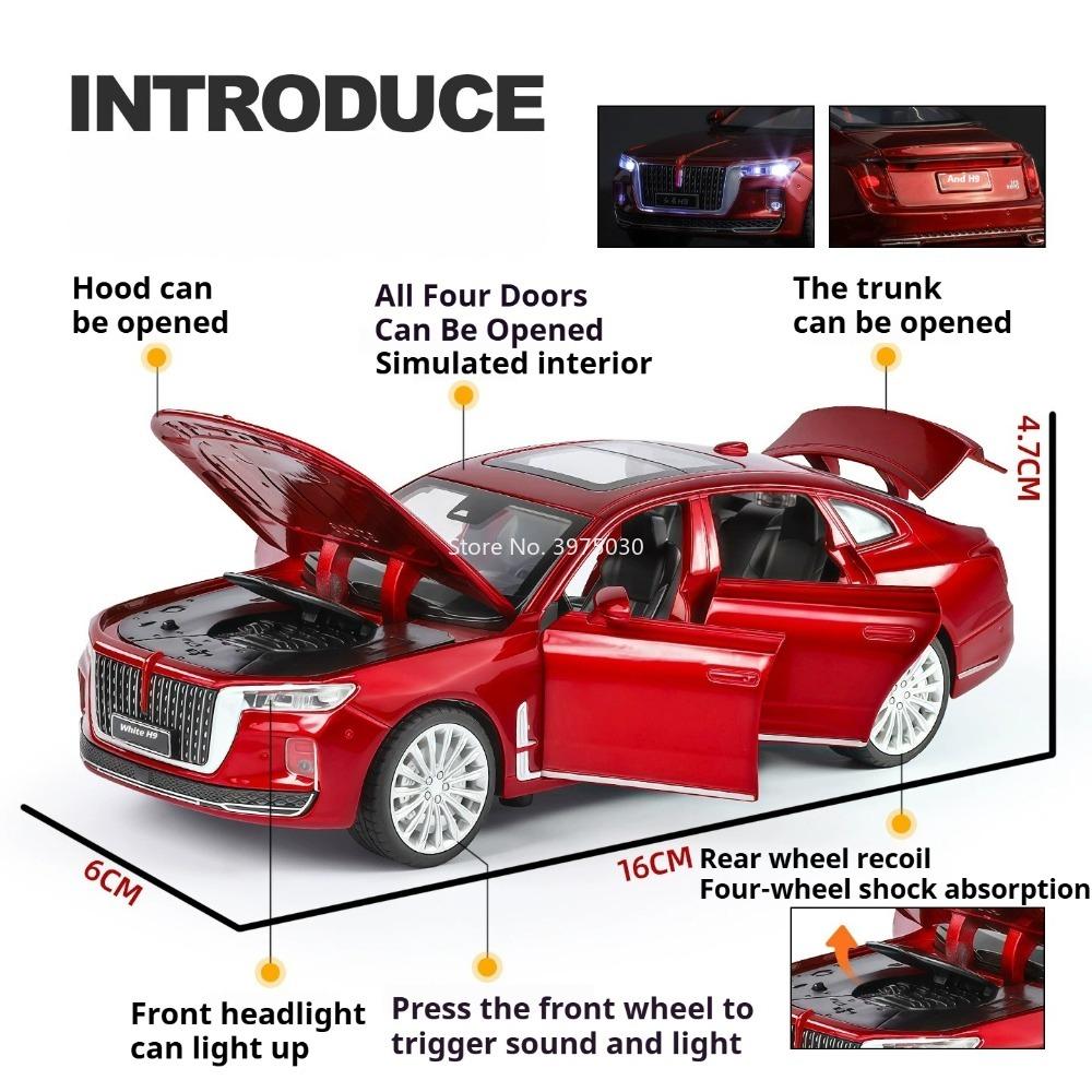 1:32 HONGQI H9 Leading Ideal L9 Toy Models Cars Alloy Light Sound Miniature Vehicles 6 Doors Opened Car Boys Educational Toys
